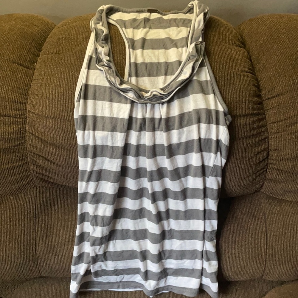 Gray and White Tank Top
